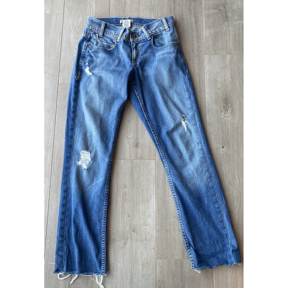 Denim of Virtue Jeans Women's Size 25 Blue Low-Rise Bootcut 32" Inseam Stretch